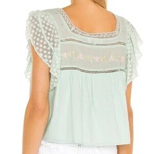 Loveshackfancy Deona blouse top in Seafoam